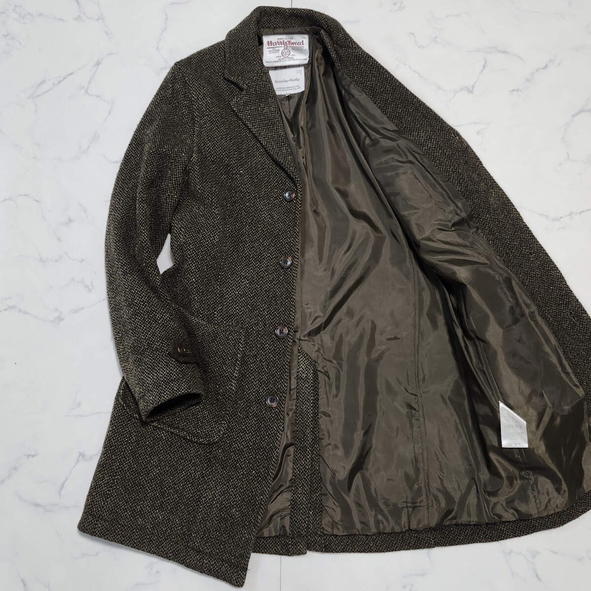 Harris Tweed x Sevendays=Sunday チェスターコート ハリスツイード セブンデイズサンデイ カーキ S メンズ ビジネス拍卖