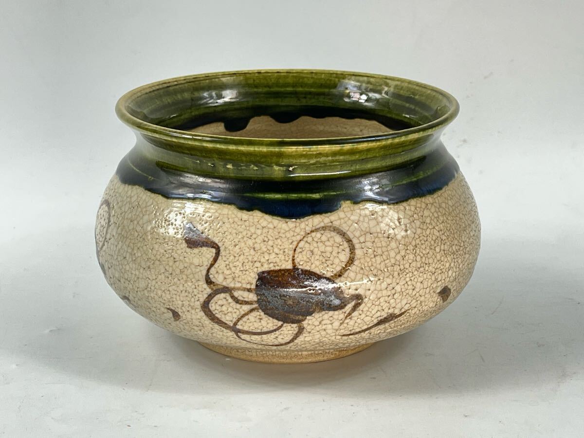 美濃焼 織部焼 建水 茶器 茶道具 初出し品【博圓】径13cm拍卖