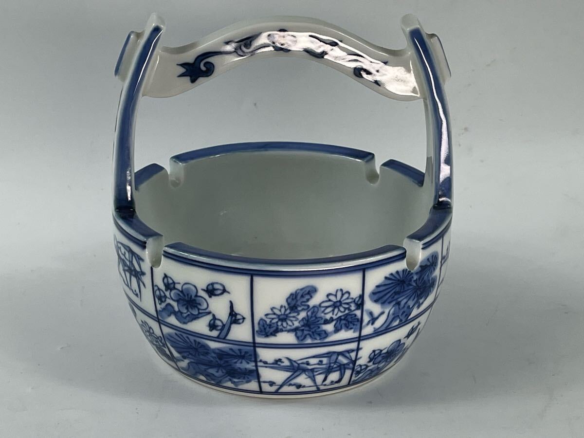 手桶 水指 茶道具 染付 在銘 文山 茶器 有田焼【博圓】高13.7cm拍卖