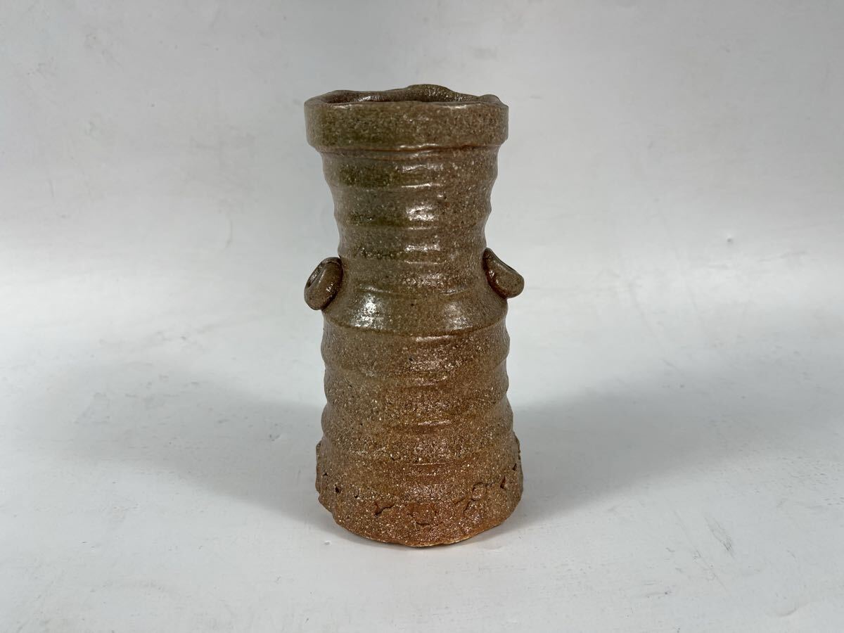 手作り 花器 信楽焼 在銘 山月 花瓶 インテリア 華道具【博圓】高14cm拍卖