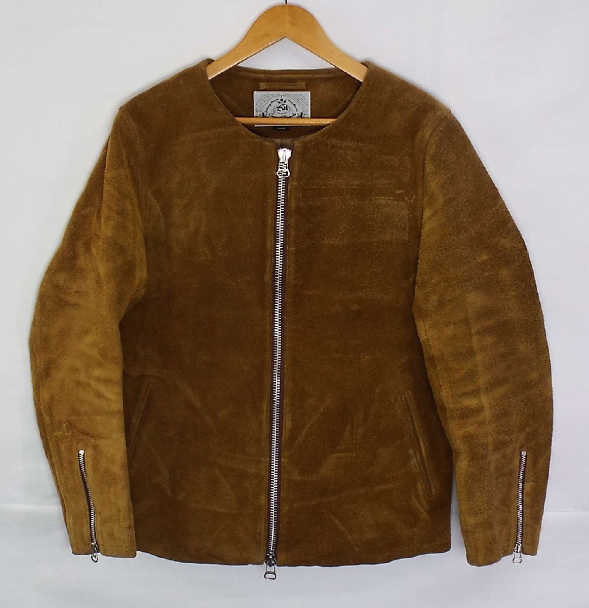 T3657〇BAL/バル balance wear design バランスウェアデザイン ノーカラー スエード レザー ジャケット 革/牛革 Lサイズ拍卖