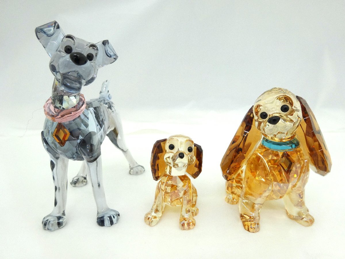 Swarovski スワロフスキー Disney ディズニー わんわん物語 トランプ/レディ/ダニエル 置物3点 インテリア コレクション 1円~ T0523拍卖