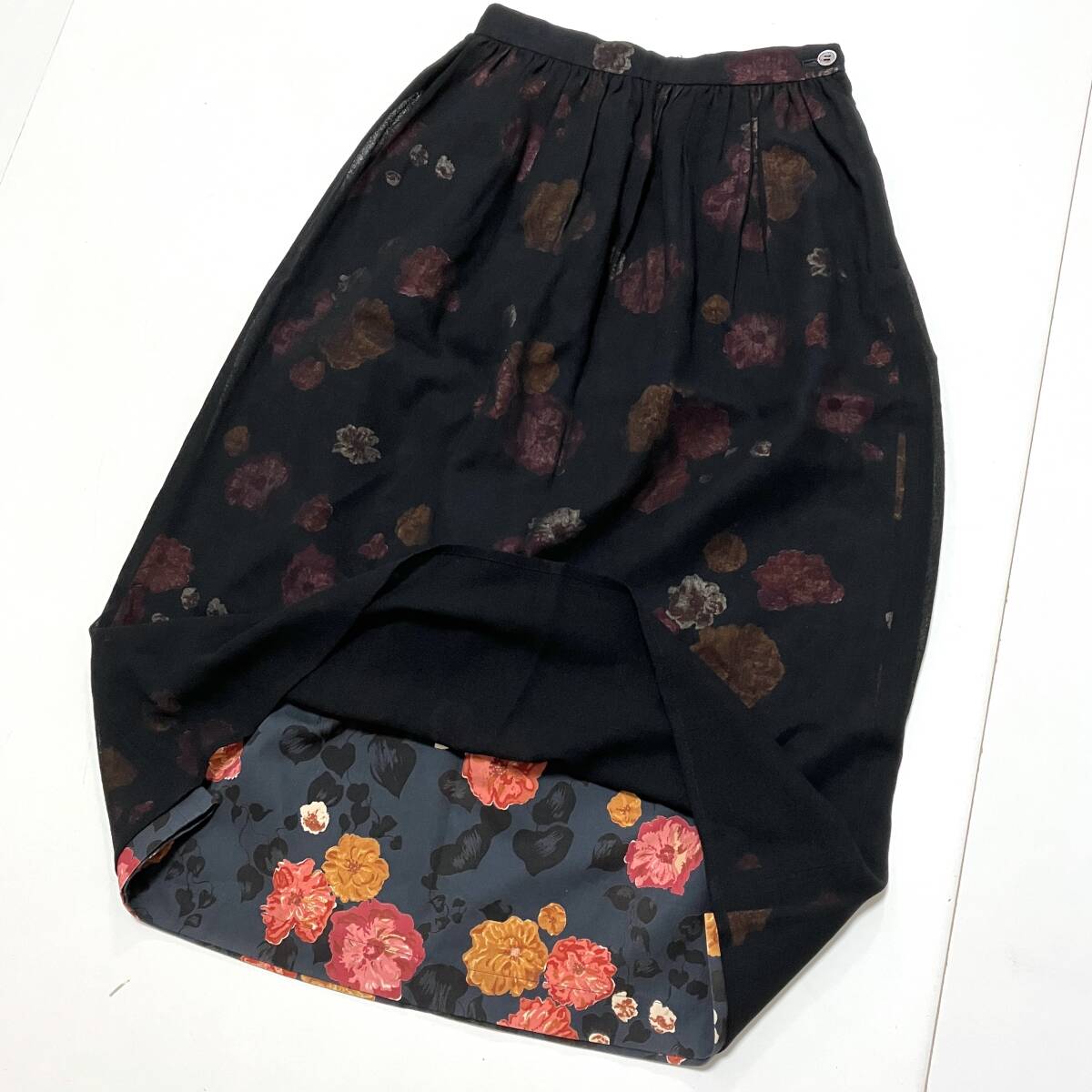 AD1999 tricot COMME des GARCONS レイヤード 花柄 スカート Sサイズ トリココムデギャルソン 90s VINTAGE archive 5100006拍卖