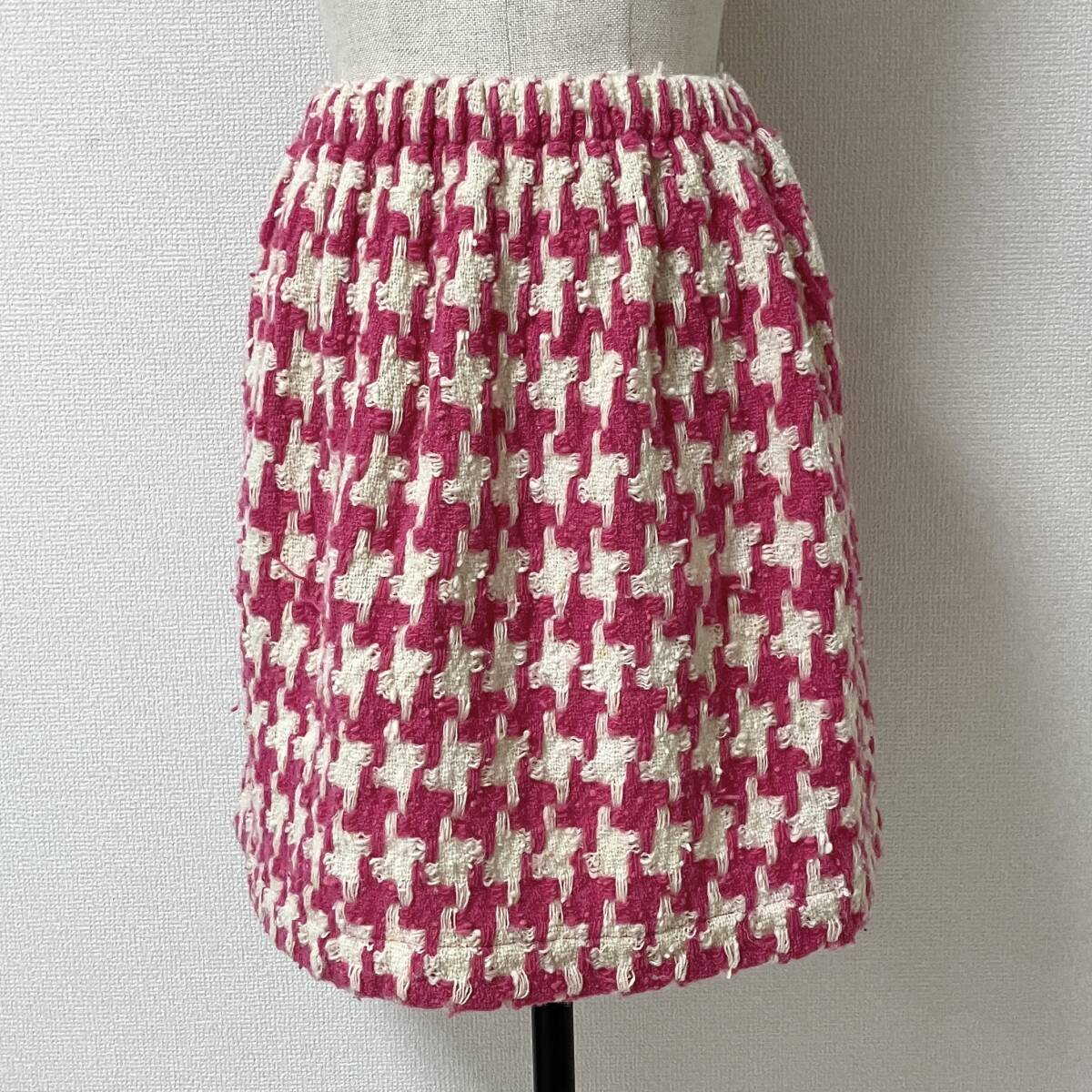 AD1991 COMME des GARCONS ツイード ウール タイト ミニ スカート 千鳥格子 ピンク Sサイズ コムデギャルソン 90s VINTAGE archive 5050589拍卖