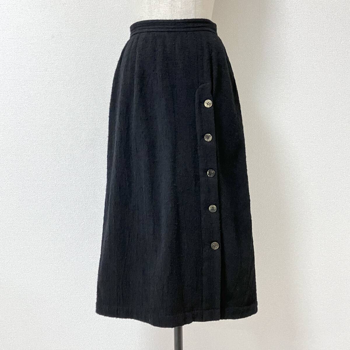 80s 90s COMME des GARCONS ウール ロング スカート ブラック 黒 Sサイズ コムデギャルソン VINTAGE archive 5050525拍卖