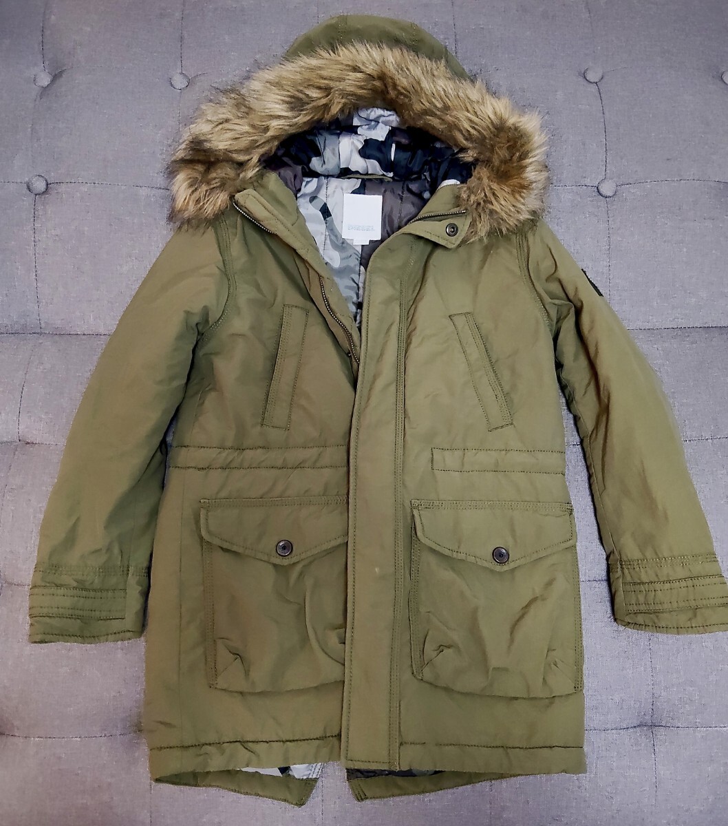 DIESELデーゼル キッズ モッズコート ミリタリー サイズ10 ファー拍卖