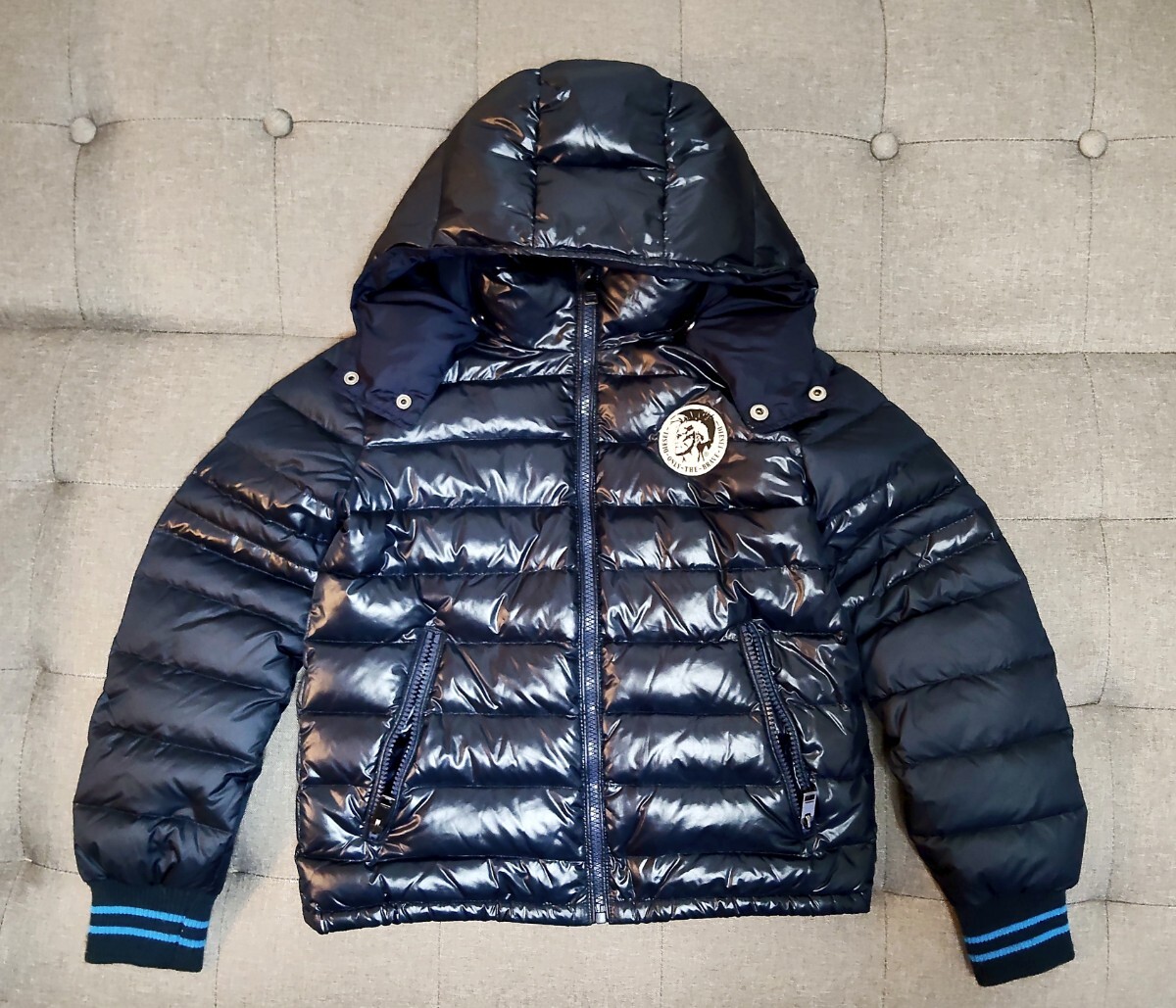 ディーゼル キッズ DIESEL ナイロン中綿ジャケット 京都髙島屋購入 サイズ10 USED ネイビー拍卖