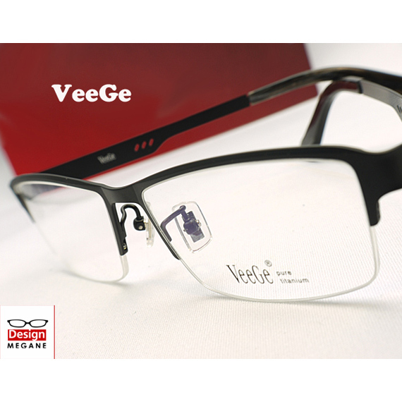 即決★眼鏡一式☆度入レンズ込★designメガネ★VeeGe Eyewear 純チタン素材 スクエアフレーム 度付き/度なし/伊達メガネ/ 【メガネ通販】拍卖