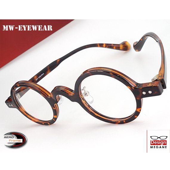 即決【眼鏡一式 度付レンズセット】★designメガネ★MW Collection 茶デミ 丸メガネ 度付き/度なし/伊達メガネ/ 【メガネ通販】拍卖