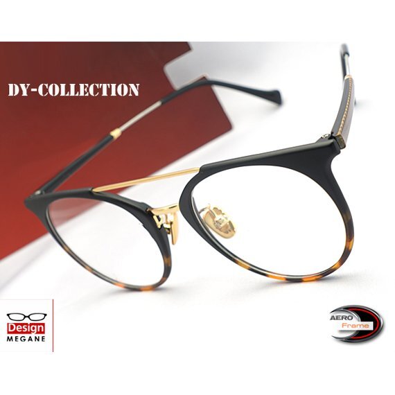 【眼鏡一式 度付レンズセット】★designメガネ★DY-Collection Black×Gold ダブルブリッジ ボストン型 度付き/度なし/伊達メガネ【通販】拍卖