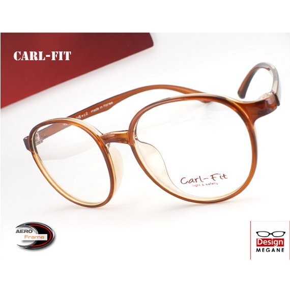 即決【眼鏡一式 度付レンズセット】★designメガネ★Carl-Fit EYEWEAR エアロフレーム Brown 度付き/度なし/伊達メガネ/ 【メガネ通販】拍卖