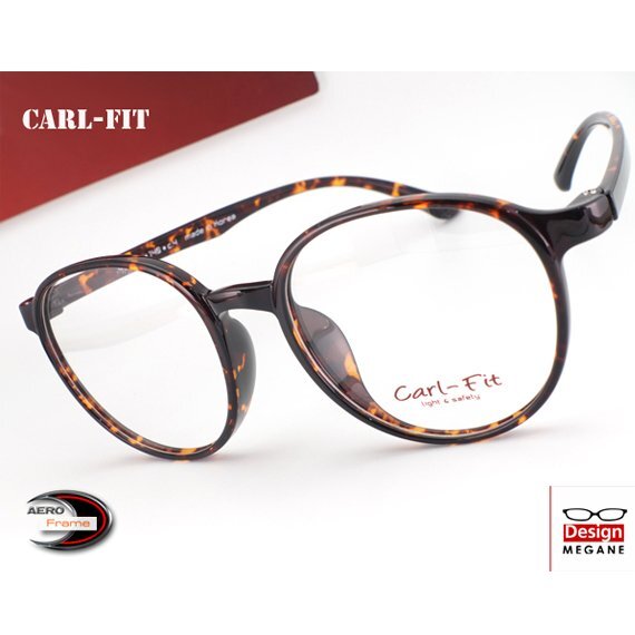 即決【眼鏡一式 度付レンズセット】★designメガネ★Carl-Fit EYEWEAR エアロフレーム 茶デミ 度付き/度なし/伊達メガネ/ 【メガネ通販】拍卖