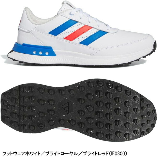 ・スピード発送 新品未使用 adidasGolf(アディダスゴルフ) S2G SL Leather 24 軽量スパイクレス IF0300(White/Royal/Red)27.5CM拍卖