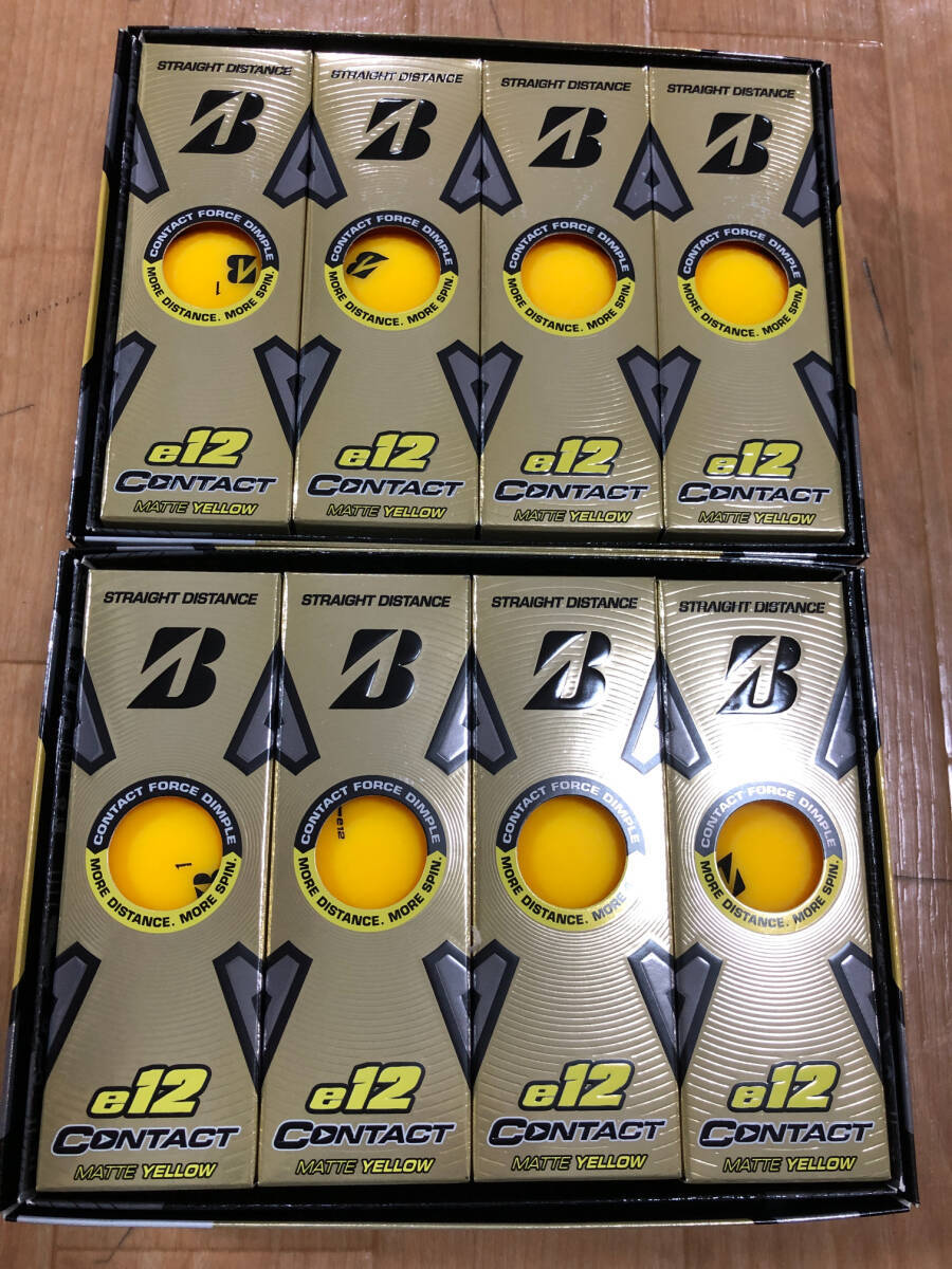 ・スピード発送 新品未使用 BRIDGESTONE GOLF(ブリヂストンゴルフ) e12 CONTACT 3ピース構造 ゴルフボール(マットイエロー) 2ダース拍卖