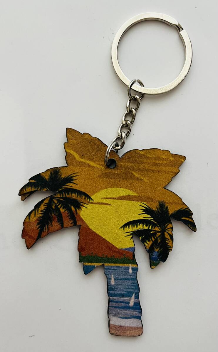 ヤシの木 夕日 ハワイ 木製キーホルダー拍卖