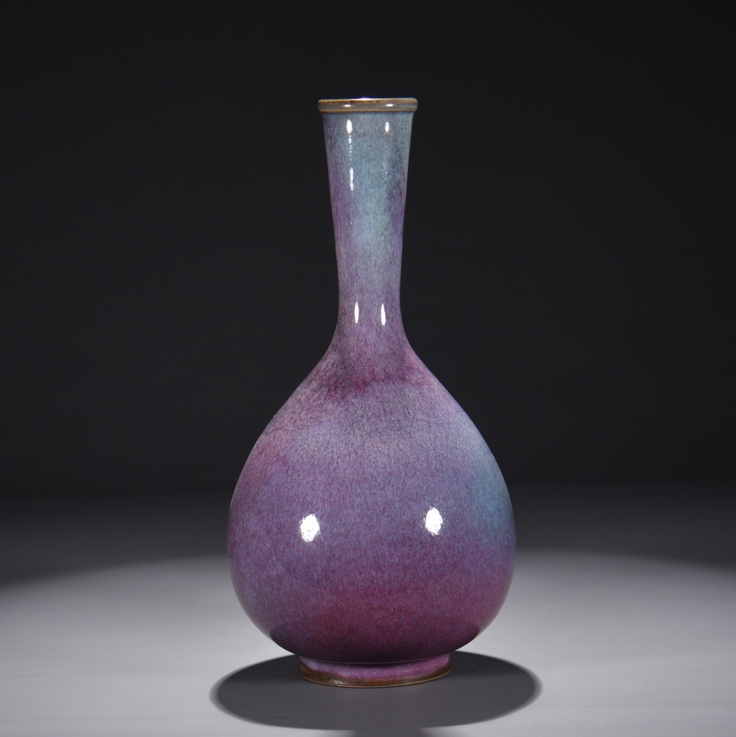 旧 宋代 鈞窯葡萄紫釉 長頸瓶 古賞物 古置物 中国古美術 唐物 K711拍卖