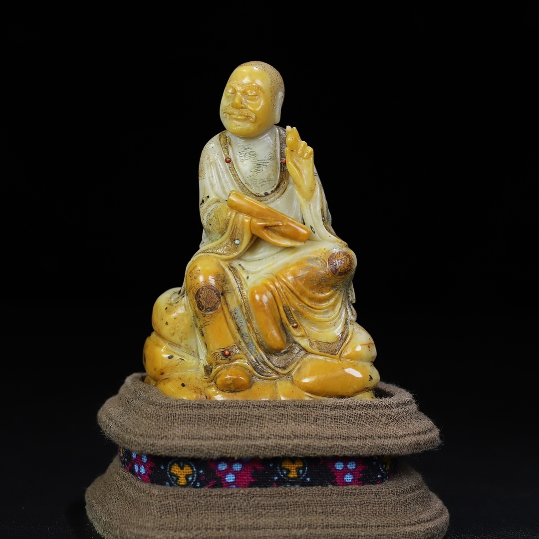 旧 清代 寿山石 羅漢造像 文房具 中国古美術 古賞物 唐物 S711拍卖