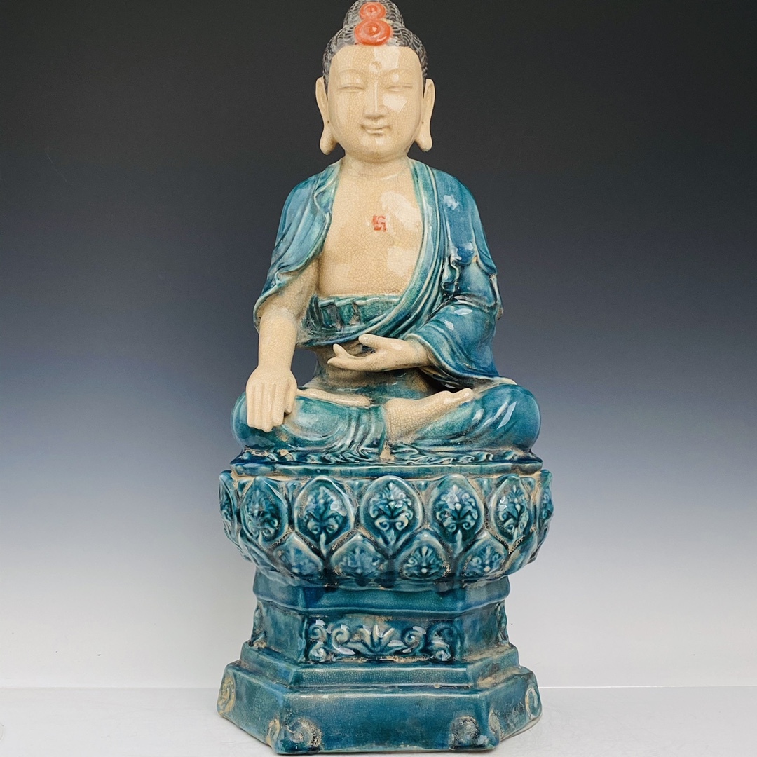 旧 宋代 柴窯佛 唐磁 古陶磁器 陶芸 中国古美術 古賞物 古置物 唐物 K711拍卖