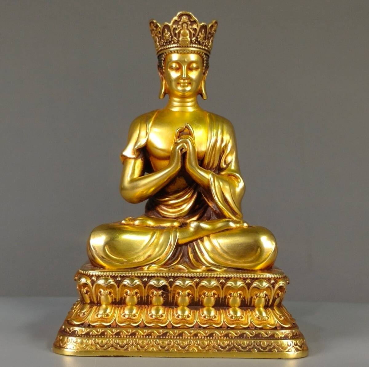 旧 清代 紫銅 鍍真金 大日如来 仏造像 古置物 古賞物 中国古美術 唐物 S711拍卖