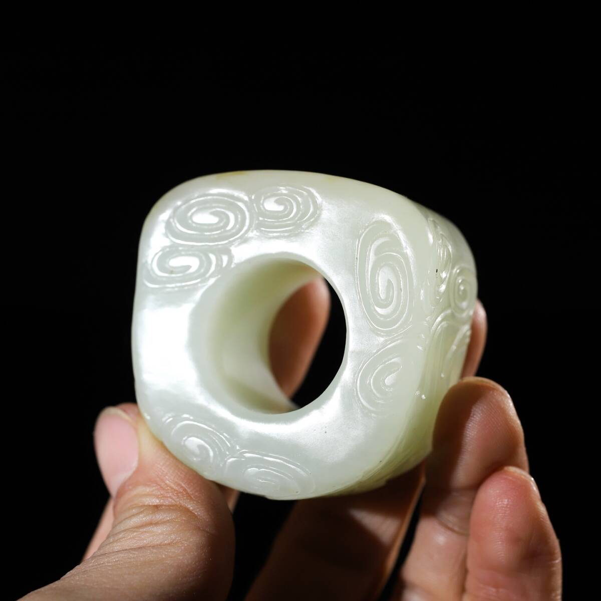 旧 清代 和田玉 戒指 裝身具 中国古美術 古賞物 唐物 S711拍卖