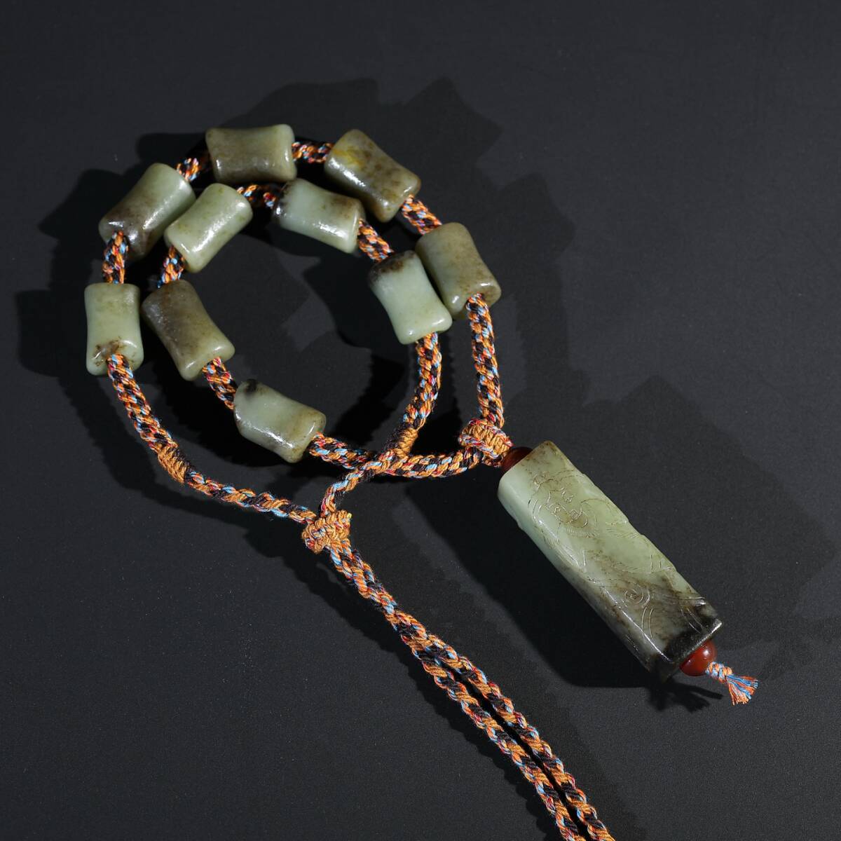 旧 清代 和田玉 飛天項鏈 裝身具 中国古美術 古賞物 唐物 S711拍卖