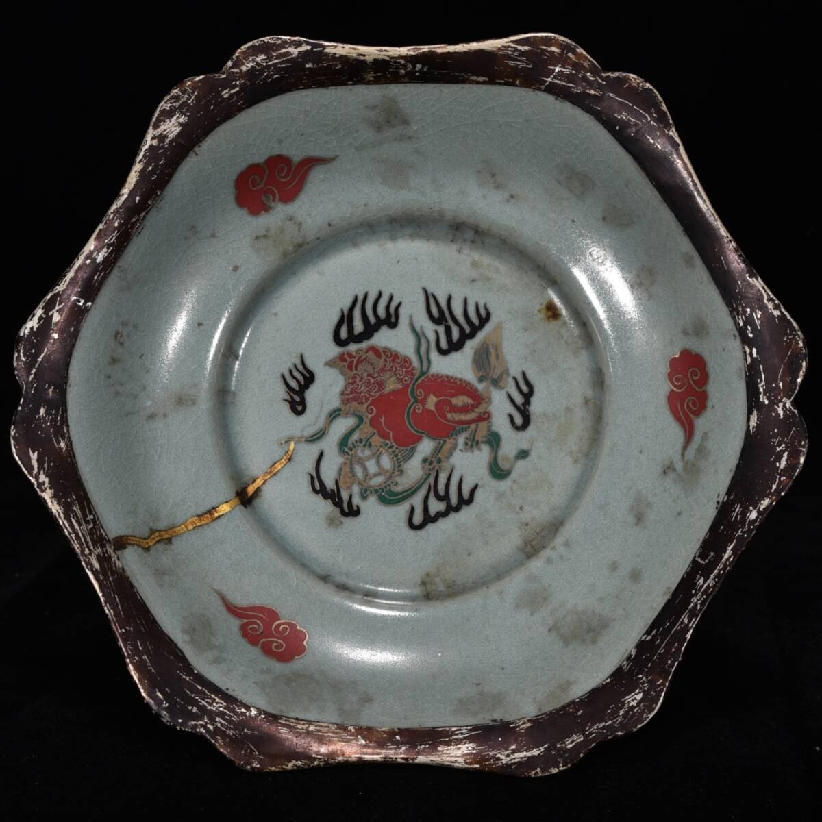 旧 宋 汝窯 包口釘補修 三足洗い 唐磁 古陶磁器 陶芸 中国古美術 古賞物 古置物 唐物 S711拍卖