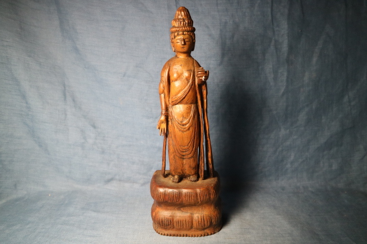 木彫 仏 立像 検仏教美術仏像観世音菩薩如来珍品希少骨董オブジェ時代古寺拍卖