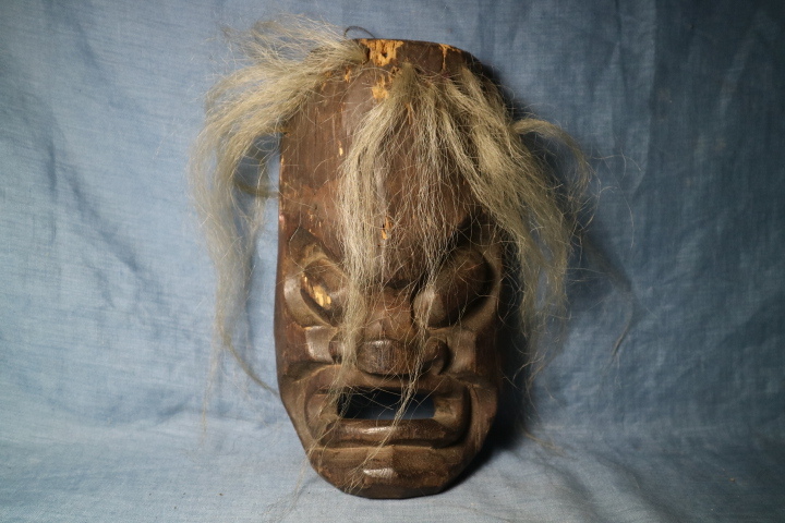 木彫 恐ろしい顔の面 検郷土面悪魔妖怪インテリア珍品希少骨董オブジェ時代拍卖