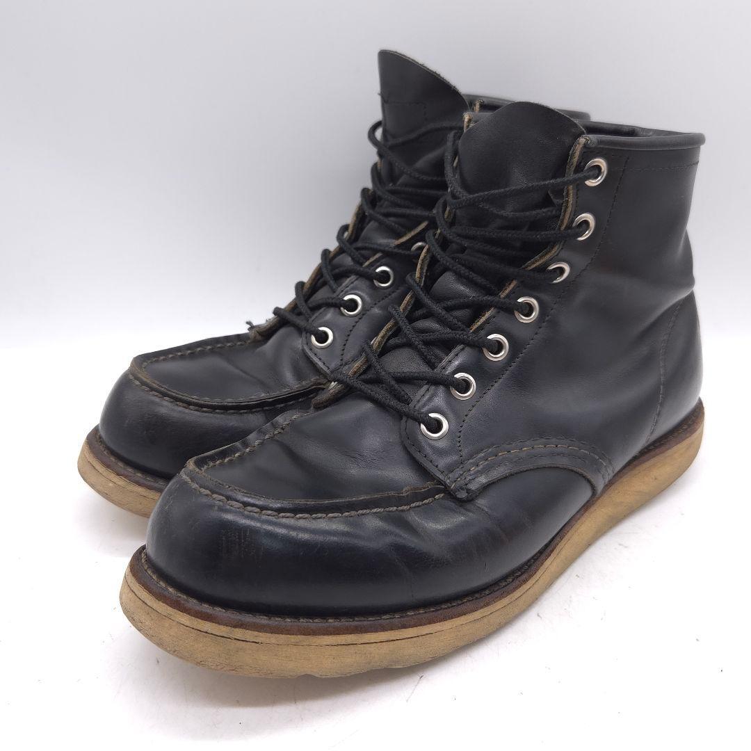 RED WING レッドウィング レザーブーツ 7.5E 約 25.5cm ブラック 本革 刺繍羽タグ アメカジ拍卖