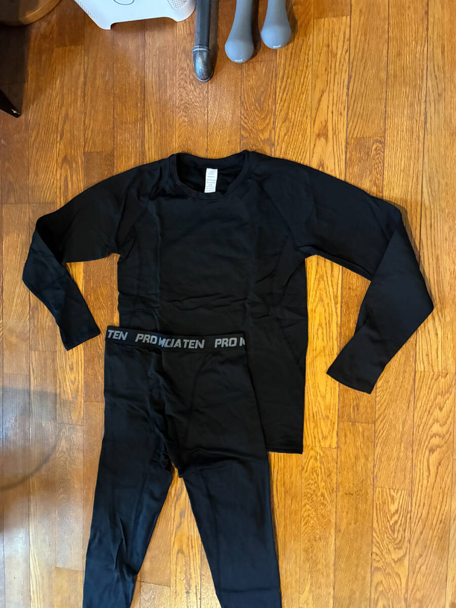 新品Y4 EUメーカー 100%高伸縮化繊素材コンプレッションベースレイヤー シャツ&パンツセット L拍卖