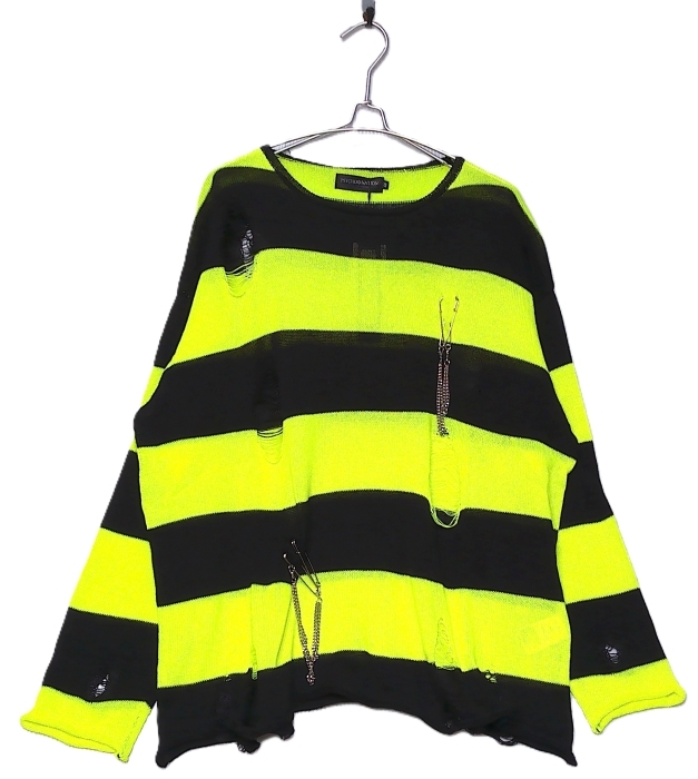 即決■★PSYCHO NATION ★■チェーンチャーム/ダメージボーダーニット(レディース L)拍卖