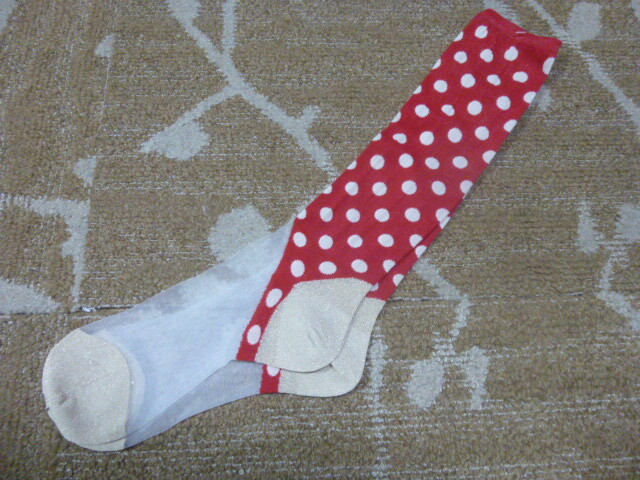 新品KAPITALキャピタルシースルードット柄ソックスレッド拍卖