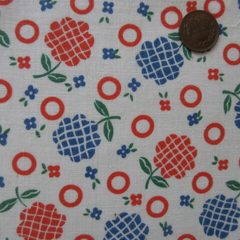 フィードサック 1/16サイズ チェックフラワー&バブルドット拍卖