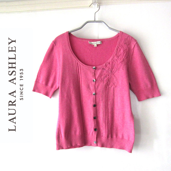 美品 LAURA ASHLEY/ローラアシュレイ★ 刺繍入り 薄手 ニットカーディガン S拍卖