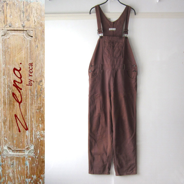 美品 Zena by reca/ゼナバイレカ★ カラーデニム オーバーオール拍卖