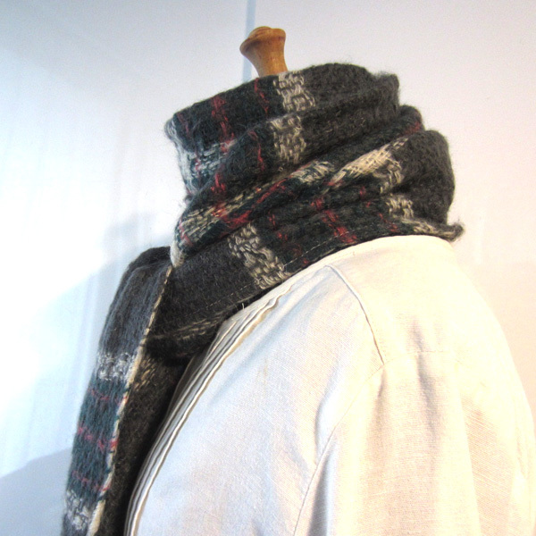 美品 モヘアタッチ チェック 大判ストール拍卖