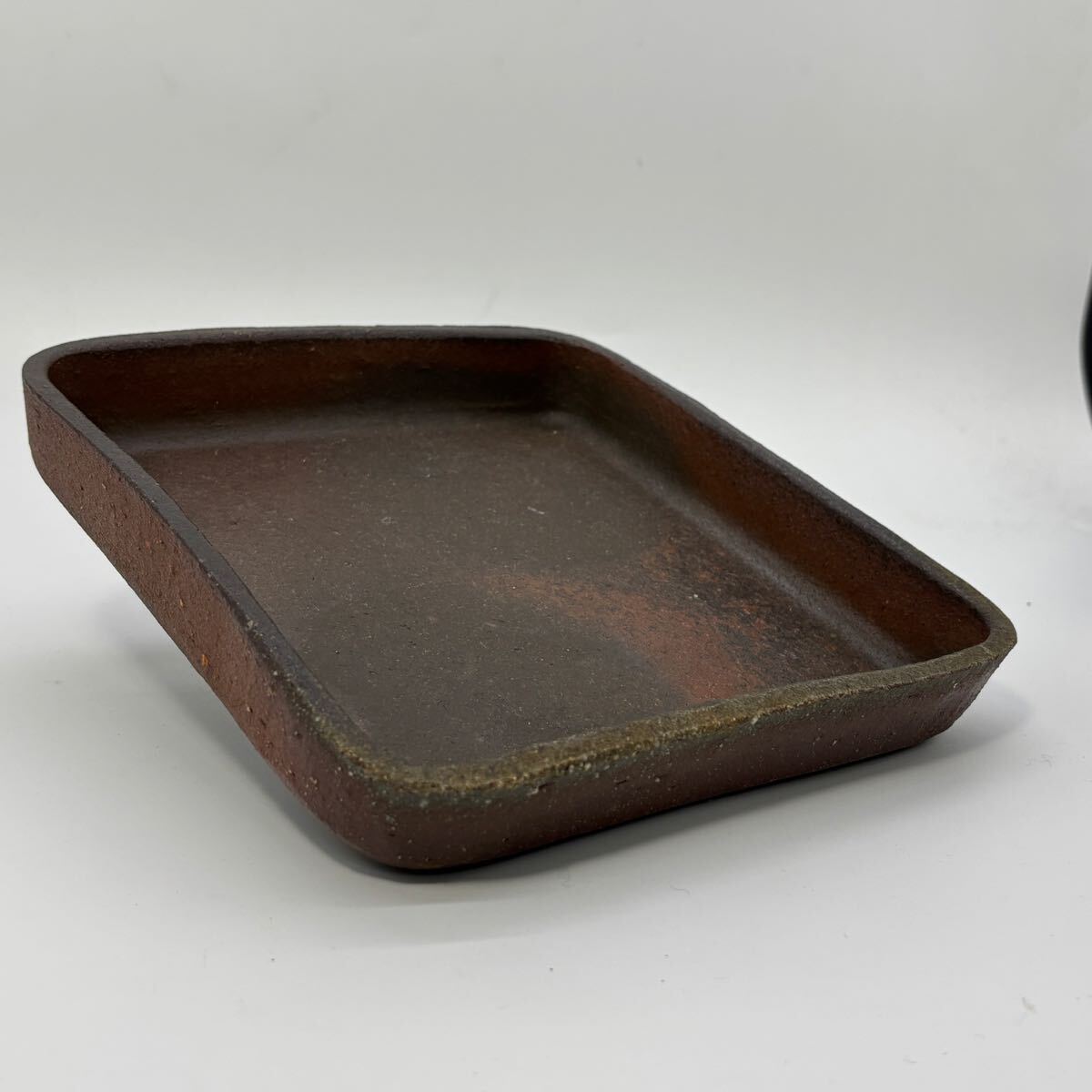 【備前焼】角皿陶器・陶磁器・水盤・花生け・花いけ・花器・茶道具・華道・盆栽・台所キッチン・和食器・美術骨董品拍卖