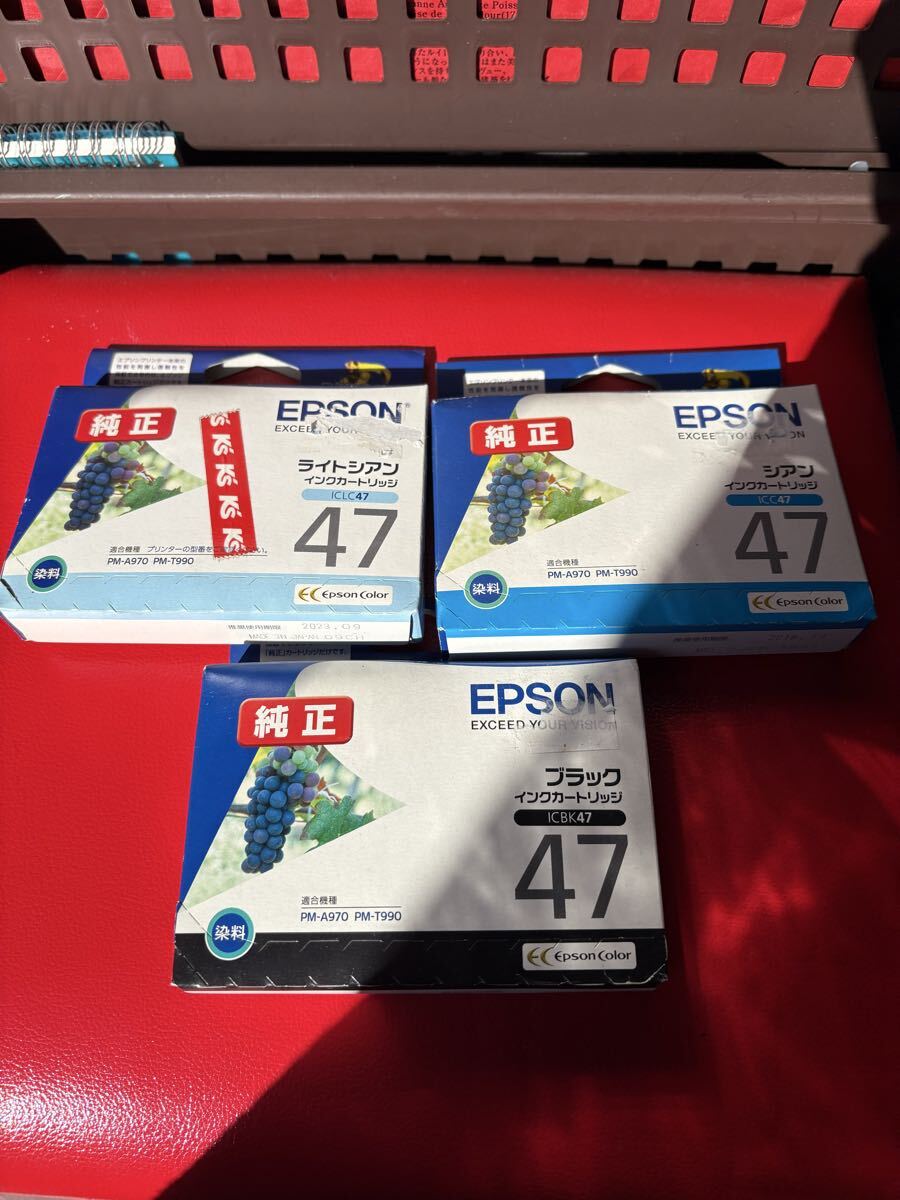 EPSON エプソン 純正 インクカートリッジ 47 3色 未開封未使用品 期限切れ ジャンク扱い ブラック/シアン/ライトシアン拍卖