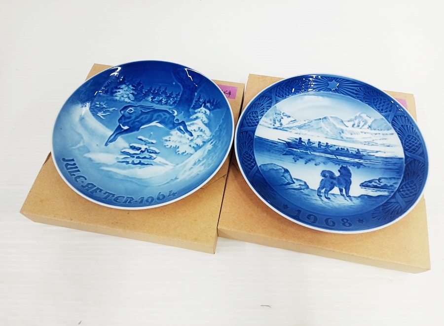 下松)【未使用/展示品】ROYAL COPENHAGEN ロイヤルコペンハーゲン イヤープレート 1960年代 飾り皿 2枚 ◆N2511026 NM06A拍卖