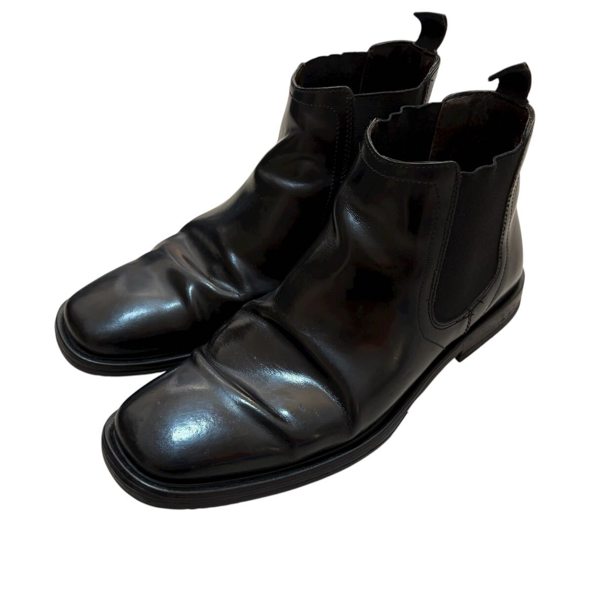 ステファノロッシ メンズブーツ L stefanorossi サイドゴア レザー ブラック イタリア製 ショートブーツ ブーツ 黒 靴 40 25.5cm拍卖