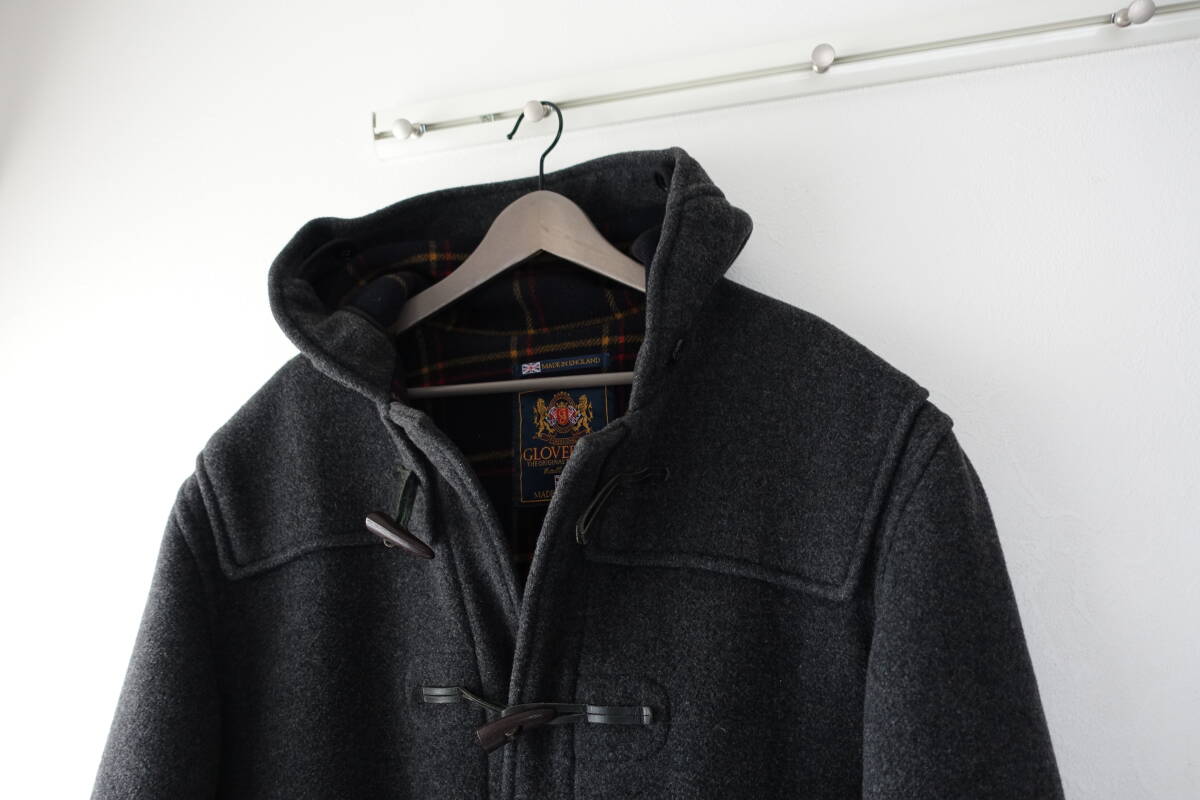 GLOVERALL グローバーオール ダッフルコート ロング チャコールグレー グレー 裏地チェック 英国製 USA42 拍卖