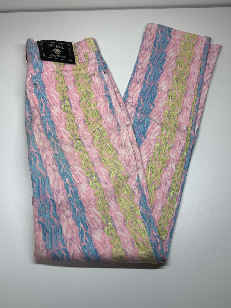 1円 ヴェルサーチ パンツ 総柄 ボトムス ピンク オレンジ Versace メデューサ拍卖