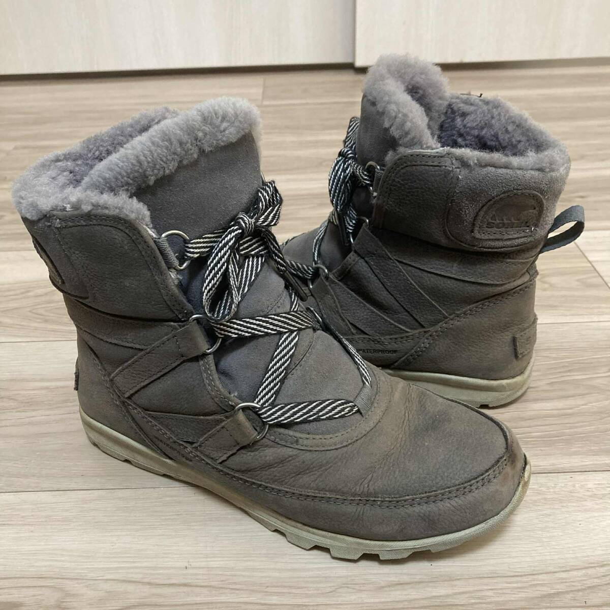 SOREL ソレル 24cm レディース WATERPROOF ウインターブーツ・防寒シューズ・スノーブーツ 内側ボア素材 ハイカット 良質品 21 ブラウン系拍卖