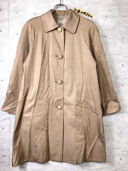 SANYO サンヨー レディース 日本製 総裏 ステンカラーコート 7AR イエローベージュ拍卖