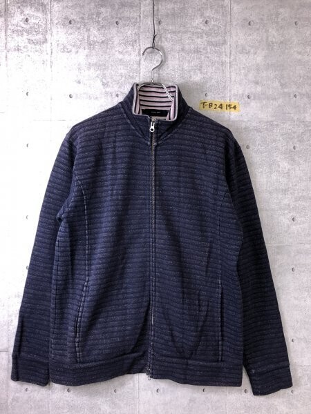 GLOBAL WORK グローバルワーク メンズ ボーダー ジップジャケット L 紺拍卖