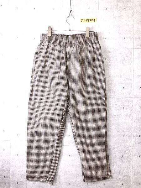 美品!GU ジーユー メンズ シェフパンツ チェック柄 M ベージュ茶拍卖
