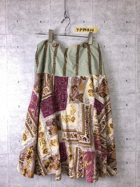 FLOWER CHILDREN レディース スパンコール付き ラップスカート インド製 F ミントベージュ他拍卖