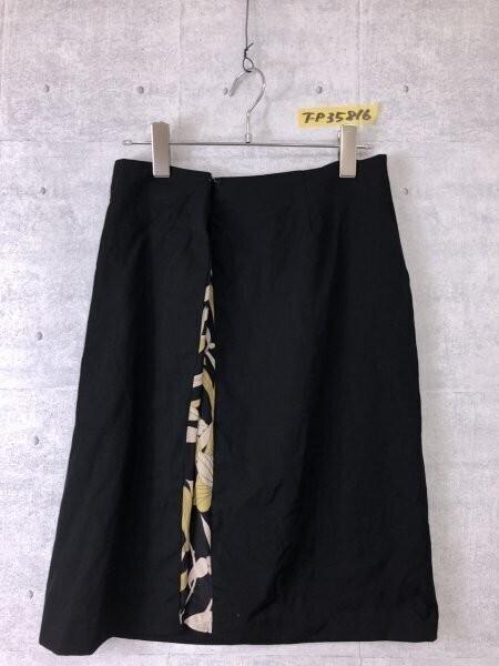 PAUL&JOE ポール&ジョー レディース フランス製 ボタニカルプリント スカート 38 黒黄色拍卖