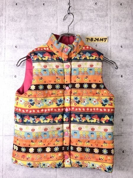 K.L.C. キッズ リバーシブル 中綿 ベスト L ピンクオレンジ他拍卖