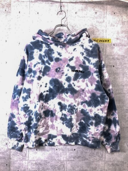 WEGO ウィゴー レディース タイダイ染め バックプリント スウェットプルパーカー F 紺紫白拍卖